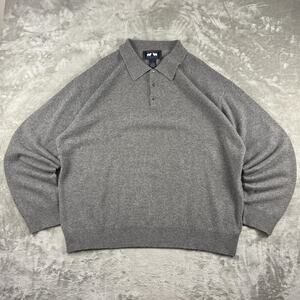 Woods & Gray 100% Cashmere Sweater Mens XL Gray Collared Knit Pullover
